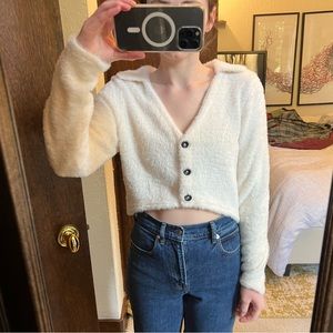 Fuzzy crop sweater